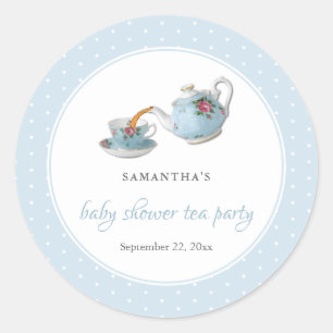 Sticker Rond Teacups Baby shower Tea Party