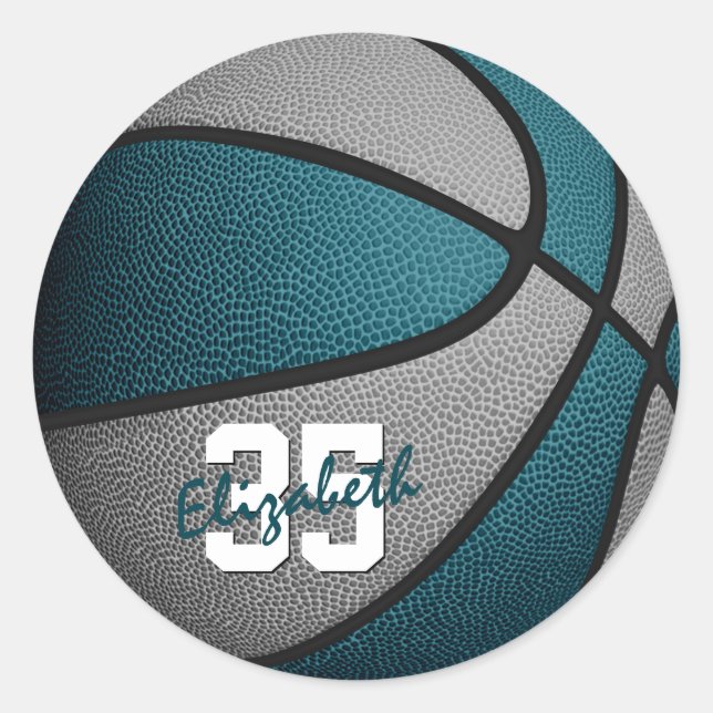 Sticker Rond teal gray girrboys boys basket-ball (Devant)