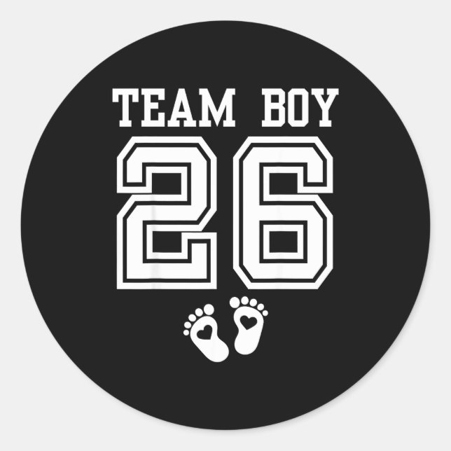Sticker Rond Team Boy 2026 Gender Reveal Baby Shower Matching F (Devant)