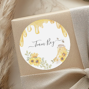 Sticker Rond Team Boy Bee Sunflowers Sexe Révéler le vote du pa