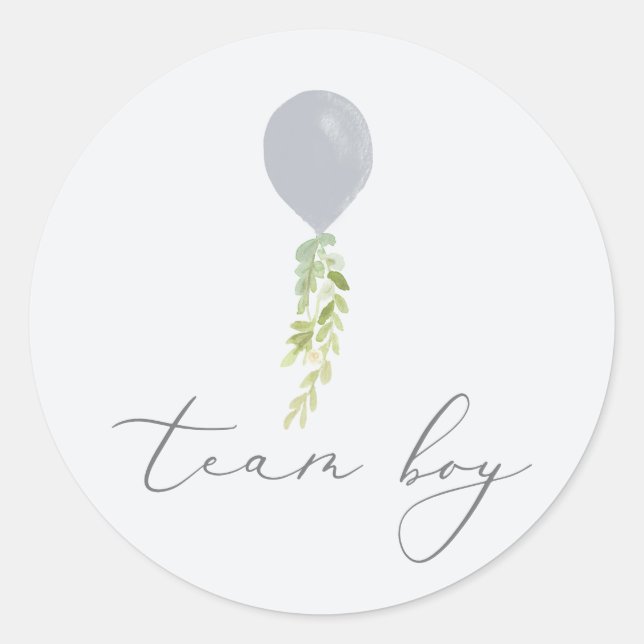 Sticker Rond Team Boy Blue Balloon Calligraphie Genre Reveilla (Devant)