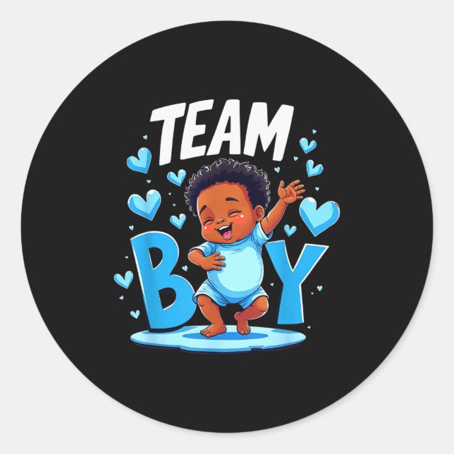 Sticker Rond Team Boy Design Gender Reveal New Baby Boy  (Devant)