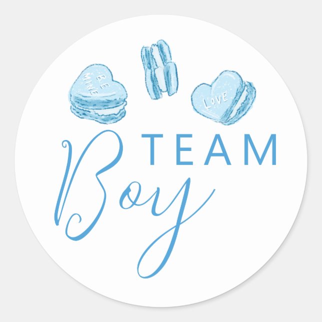 Sticker Rond Team Boy Gender Reveal Blue Heart Voter (Devant)