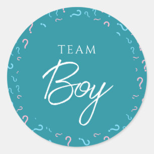 Sticker Rond Team Boy Gender Reveillez bleu Turquoise