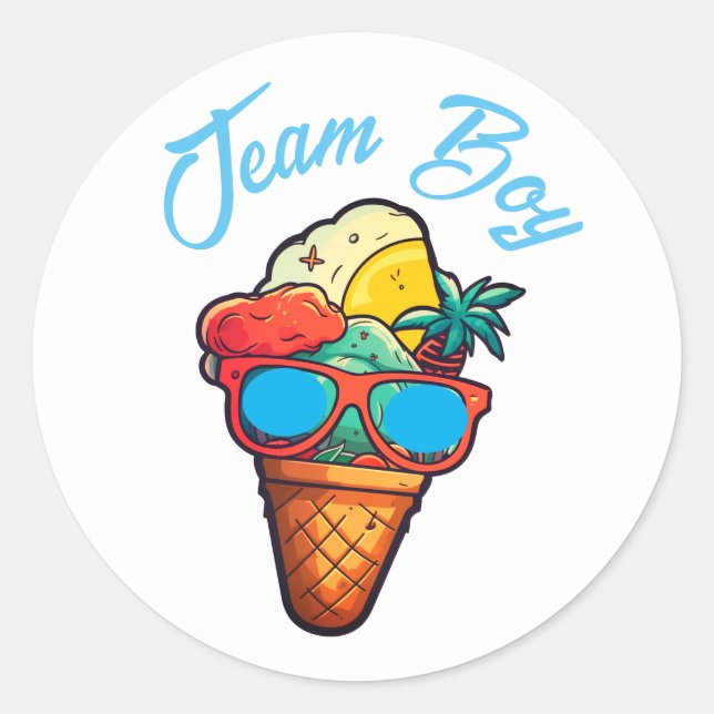 Sticker Rond Team Boy Genre Reveillez Party Vote Glace Cream (Devant)