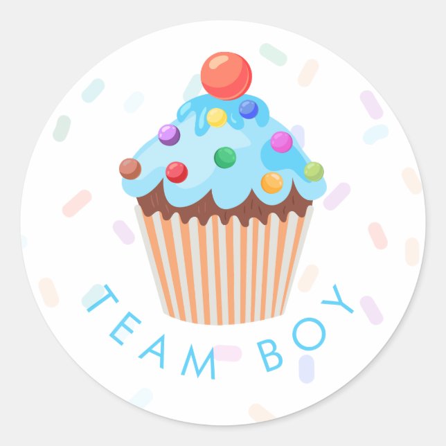 Sticker Rond Team Boy Genre Revela Party Vote Cupcak (Devant)
