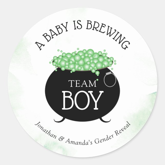 Sticker Rond Team Boy Halloween Baby Brewing Genre Revela (Devant)