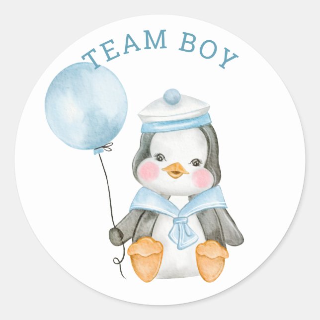 Sticker Rond Team Boy. Le genre révèle la fête. Jeu de vote (Devant)