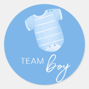 Sticker Rond Team Boy Wear What Will Baby Be Guess Blue White