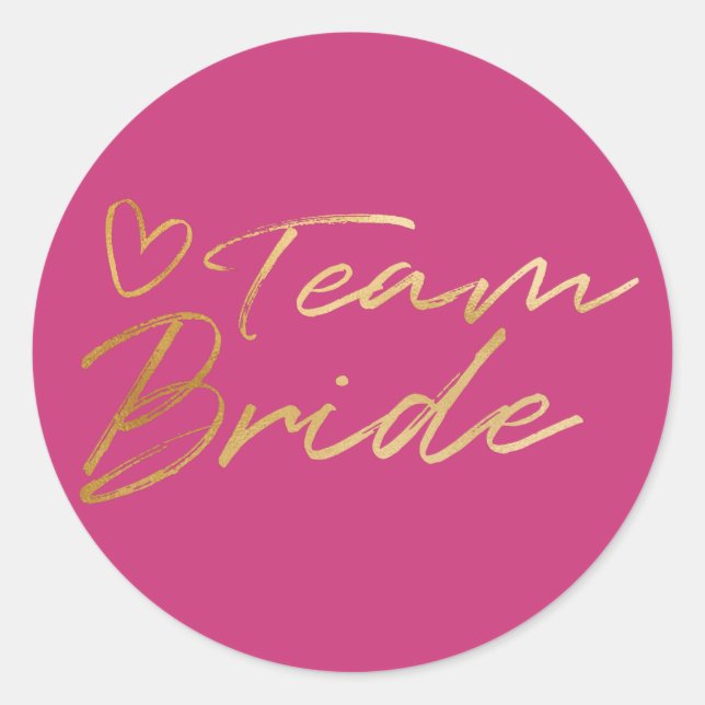 Sticker Rond Team Bride - Baguette de fausse feuille d'or (Devant)