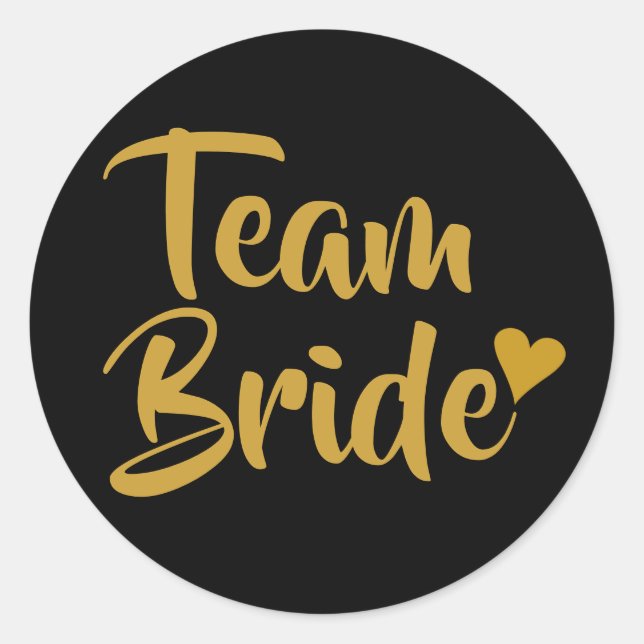 Sticker Rond Team Bride Cœur Doré (Devant)