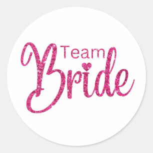 Sticker Rond Team Bride Pink Sparkling