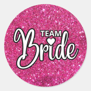 Sticker Rond Team Bride Pink Sparkling Parties scintillant