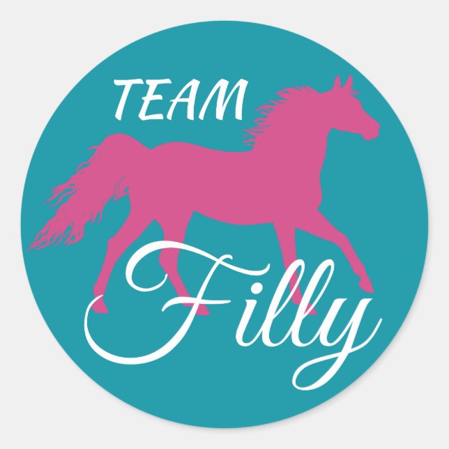 Sticker Rond "Team Filly" Révélation de genre rose (Devant)