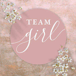 Sticker Rond Team Girl Dusty Rose rose Sexe Révéler le vote