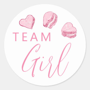 Sticker Rond Team Girl Gender Reveal Pink Heart Voter