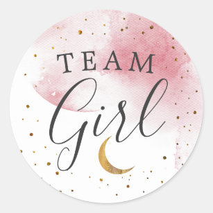 Sticker Rond Team Girl Gender Reveal Twinkle Little Star Voter