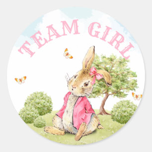 Sticker Rond Team Girl Gender Reveal Vote Peter The Rabbit