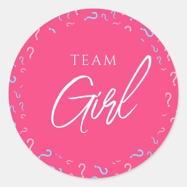 Sticker Rond Team Girl Gender Reveillez Pink Fuchsia (Devant)