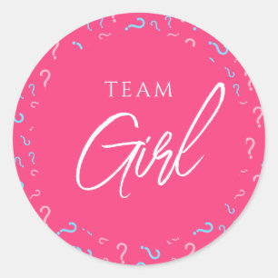 Sticker Rond Team Girl Gender Reveillez Pink Fuchsia