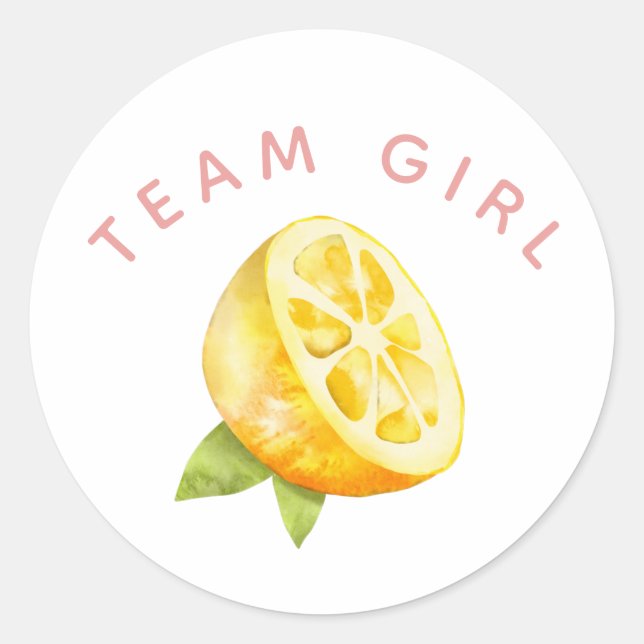 Sticker Rond Team Girl Gender Revevela Party Vote Lemon (Devant)