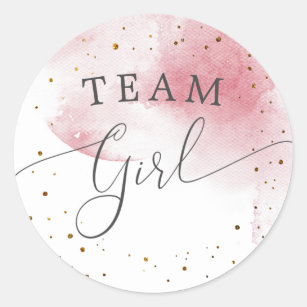 Sticker Rond Team Girl Gender Revevela Party Vote Pink Watercol