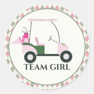 Sticker Rond Team Girl Modern Golf Baby Genre Reveal Par tee