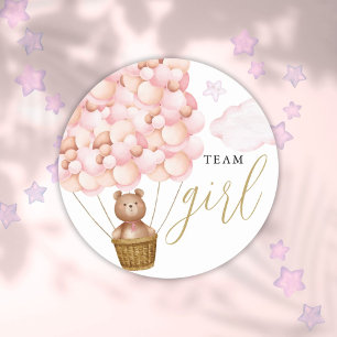 Sticker Rond Team Girl Teddy Bear Rose Genre Révéler Voter