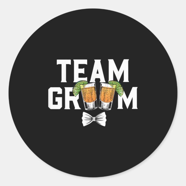 Sticker Rond Team Groom Party Bachelor Shots Bride Mariage (Devant)