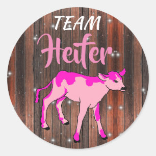 Sticker Rond "Team Heifer" Révélation de genre rose