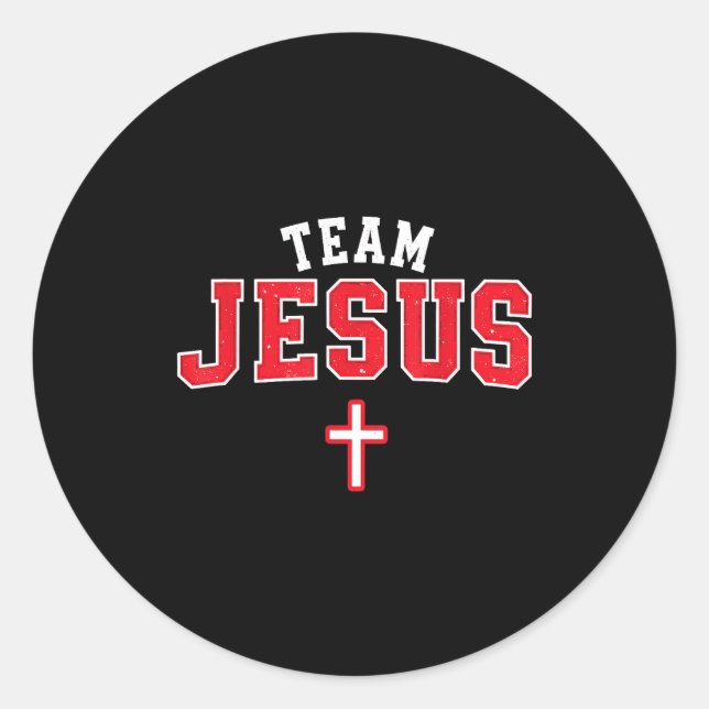 Sticker Rond Team Jesus - Funny Christian Cross Emblem Faith St (Devant)