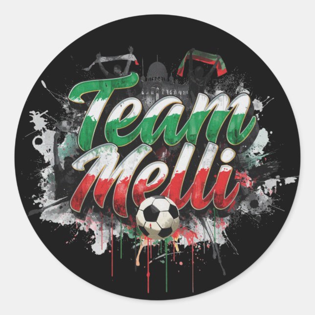 Sticker Rond Team Melli - le surnom de l'équipe d'Iran (Devant)