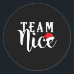 Sticker Rond Team Naughty - Team Nice Funny Christmas Couple Ma<br><div class="desc">Team Naughty - Team Nice Funny Christmas Couple Matching</div>