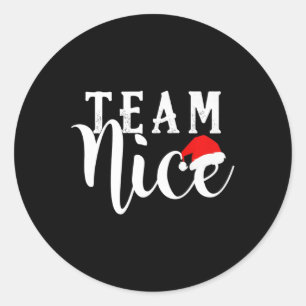 Sticker Rond Team Naughty - Team Nice Funny Christmas Couple Ma