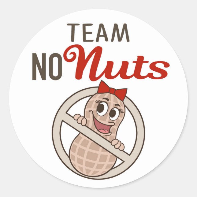 Sticker Rond Team No Nuts avec arc rouge sexe révéler autocolla (Devant)