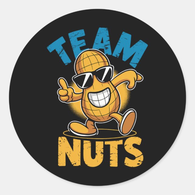 Sticker Rond Team Nuts Dab Peanut Drôle Cool Genre Revela (Devant)
