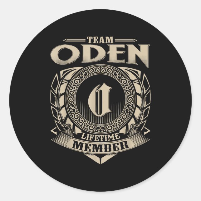 Sticker Rond Team Oden Lifetime Member Funny Oden Family Name V (Devant)