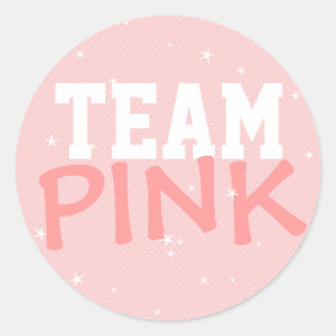 Sticker rond Team Pink Polka Dot & Stars