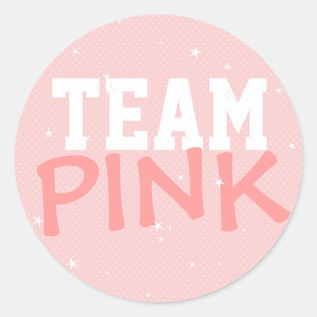 Sticker rond Team Pink Polka Dot & Stars (Devant)