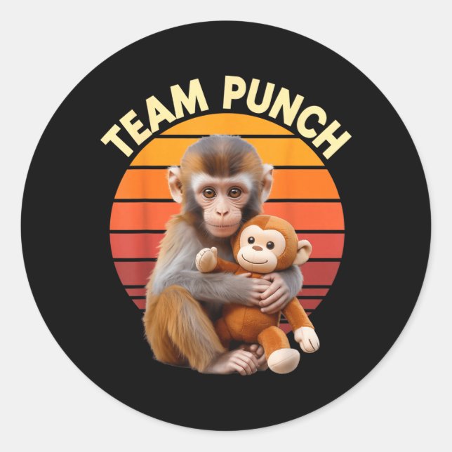Sticker Rond Team Punch Monkey Plush Retro Sun (Devant)