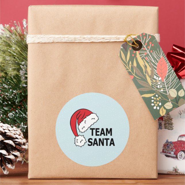 Sticker Rond Team Santa , Christmas Gift  (vacances)