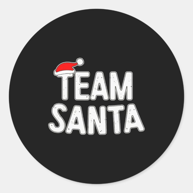 Sticker Rond Team Santa Shirt Adult Kids Christmas Santa Squad  (Devant)