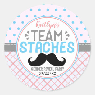 Sticker Rond "Team Staches" Fête moderne de la Révélation de ge
