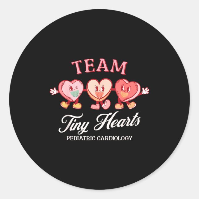 Sticker Rond Team Tiny Heart Pediatric Cardiology Candy Heart V (Devant)
