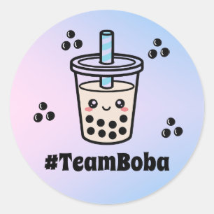 Sticker Rond #TeamBoba Boules de Bubble Tea Révélation du Sexe 