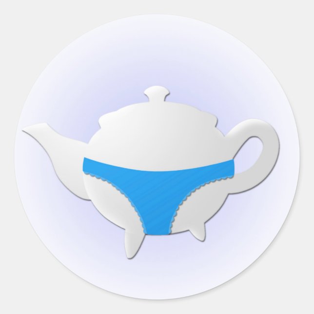Sticker Rond Teapot bleu et lingerie (Devant)