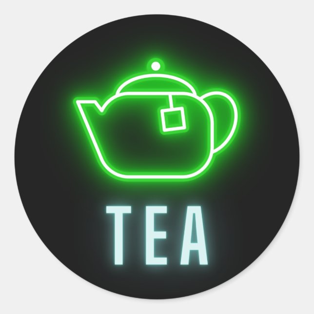 Sticker Rond Teapot de néon amusant (Devant)