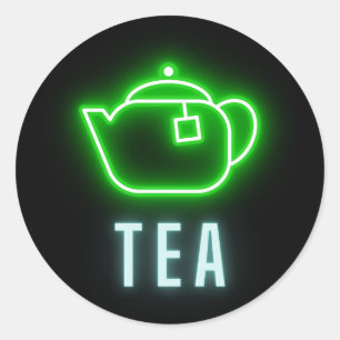 Sticker Rond Teapot de néon amusant