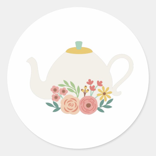 Sticker Rond Teapot floral (Devant)