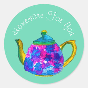 Sticker Rond Teapot home design Cadeau business branding